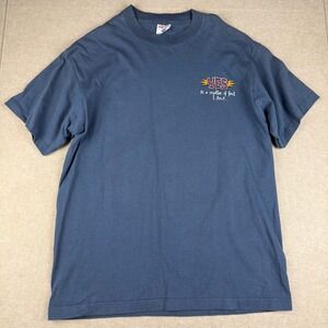 Vintage Tee Jays Shirt Mens L Blue Black Christian‎ Big Time Believer USA SS 90s